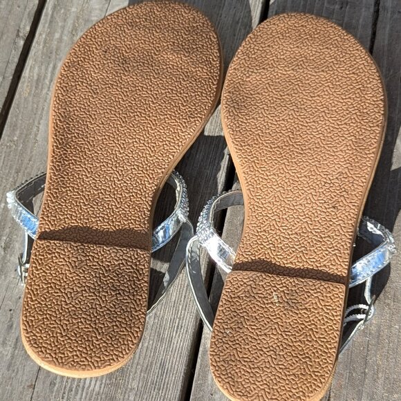 Silver Rhinestone Encrusted Thong Sandals - Picture 6 of 6